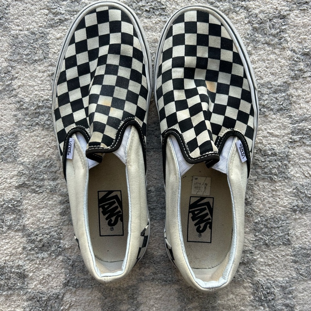 Vans Black and White Checkerboard Slip-Ons